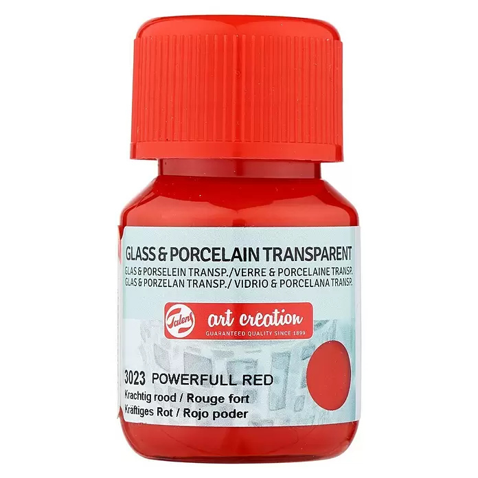Talens Art Creation Pintura para efectos decorativos Vidrio & Porcelano - Rojo poder, 30 ml - Vista frontal