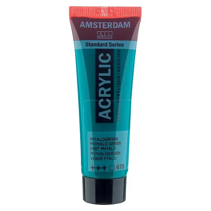 Talens Amsterdam Pintura acrílica Standard - Verde ftalo, 20 ml, Tubo - Vista frontal