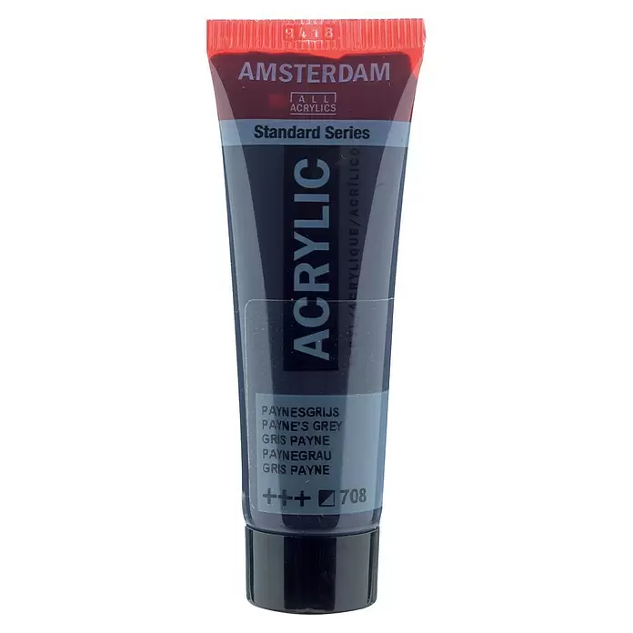 Talens Amsterdam Pintura acrílica Standard - Gris payne, 20 ml, Tubo - Vista frontal