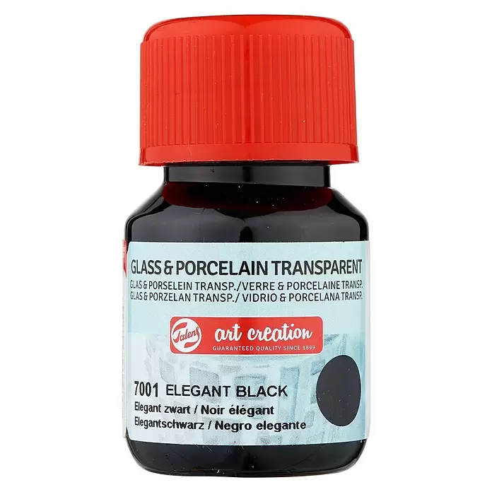 Talens Art Creation Pintura para efectos decorativos Vidrio & Porcelano - Negro elegante, 30 ml - Vista frontal