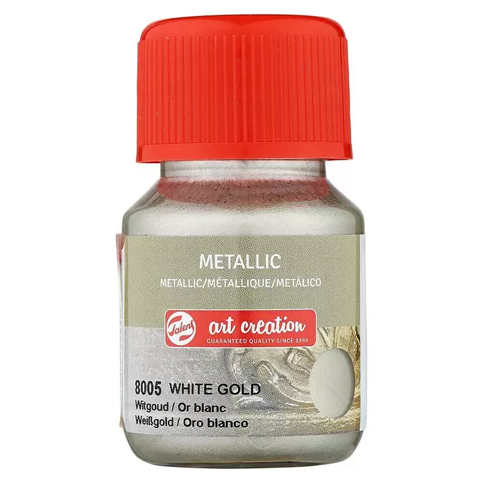 Talens Art Creation Pintura de efecto metálico Metallic - Oro blanco, 30 ml - Vista frontal