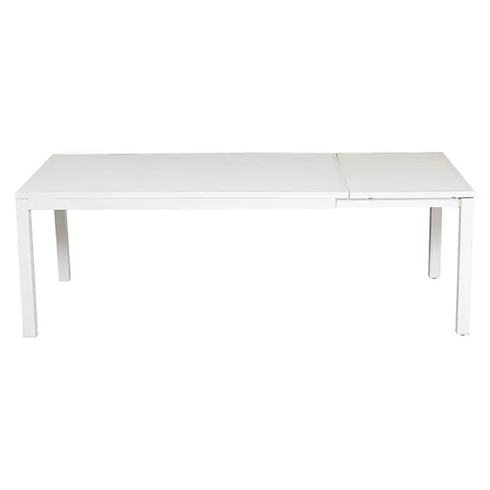Mesa extensible de jardín Enora - L x An x Al: 160 x 90 x 75,5 cm, Aluminio, Blanco - Vista frontal