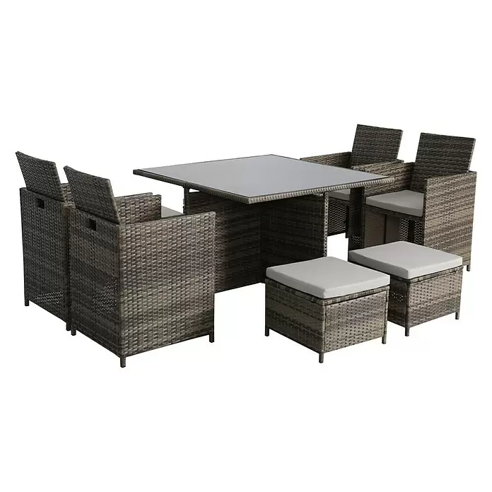 Conjunto de muebles Liv - 9 piezas, Bicolor marrón/antracita - Vista angular