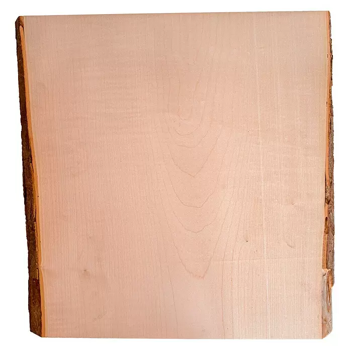 Drechselholz - Ahorn, L x B x S: 25 x 25 x 6 cm, Kanten mit Rindenanteil, Unbehandelt - Detailaufnahme