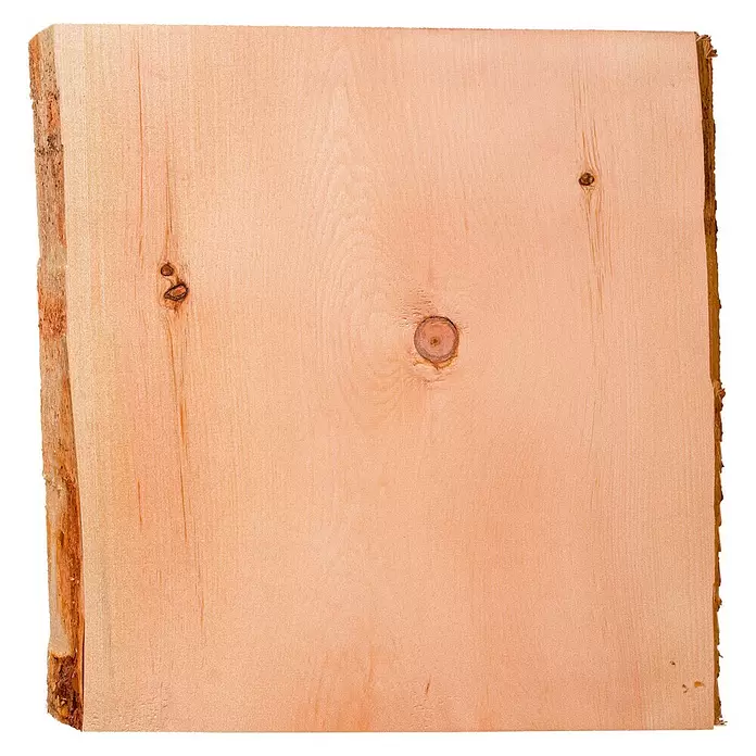 Drechselholz - Zirbe, L x B x S: 15 x 15 x 6 cm, Kanten mit Rindenanteil, Unbehandelt - Detailaufnahme