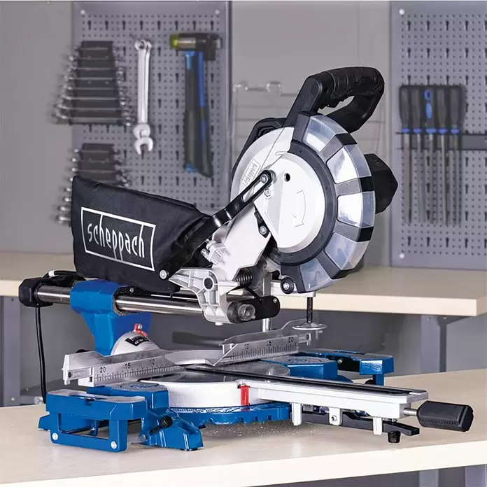 Scheppach Potezno nagibna kružna pila HM216 SPX - 2.000 W, Promjer lista pile: 210 mm, Broj okretaja pri praznom hodu: 4.800 okr/min - Živopisni prikaz