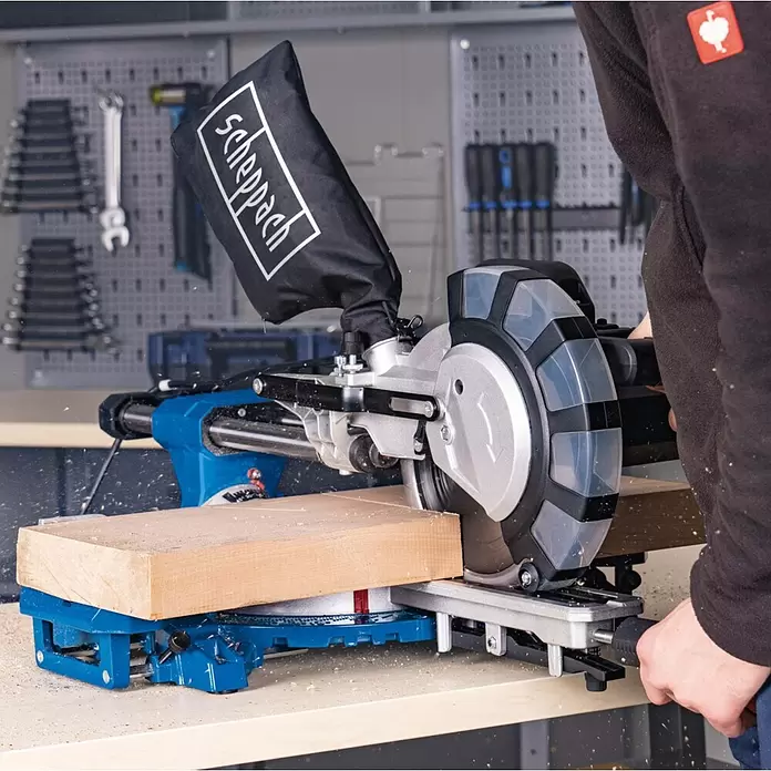 Scheppach Potezno nagibna kružna pila HM216 SPX - 2.000 W, Promjer lista pile: 210 mm, Broj okretaja pri praznom hodu: 4.800 okr/min - Živopisni prikaz