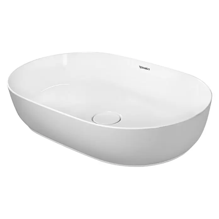 Duravit Luv Aufsatzwaschbecken - 60 x 40 cm, Ohne Spezialglasur, Hahnloch: Ohne, Ohne Überlauf, Weiß/Sand Seidenmatt - Diagonale Ansicht