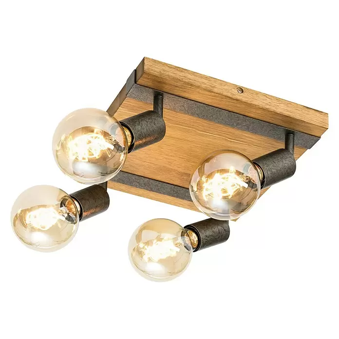 Tween Light Deckenstrahler Rom - 100 W, L x B x H: 28 x 28 x 9 cm, Braun/Schwarz - Stimmungsaufnahme