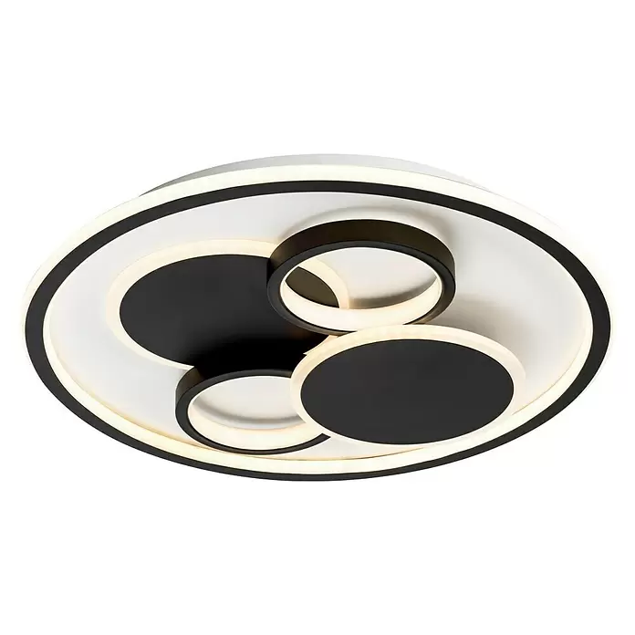 LED-Deckenleuchte Alvara - 43 W, Ø x H: 50 x 7 cm, Schwarz/Weiß, Warmweiß - Ansicht von unten