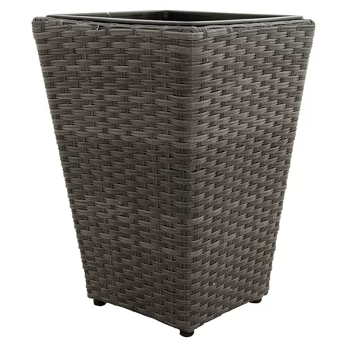 Macetero para plantas - Dimensiones externas (L x An x Al): 28 x 28 x 40 cm, Plástico, Gris - Vista angular