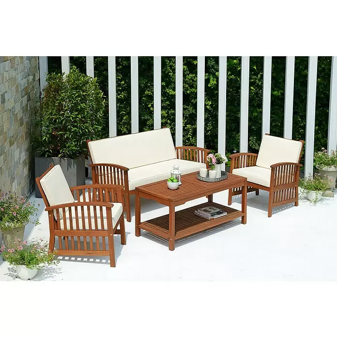Sunfun Conjunto de muebles Casablanca - 4 piezas, Marrón - Foto ambiente
