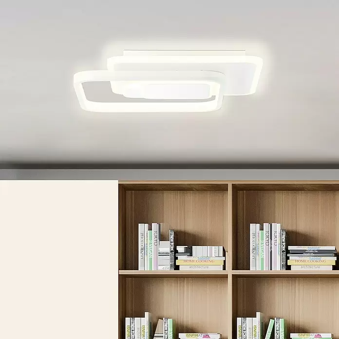 Brilliant LED-Wand- & Deckenleuchte Geron - 24 W, L x B x H: 31 x 31 x 6 cm, Weiß, Warmweiß - Stimmungsaufnahme