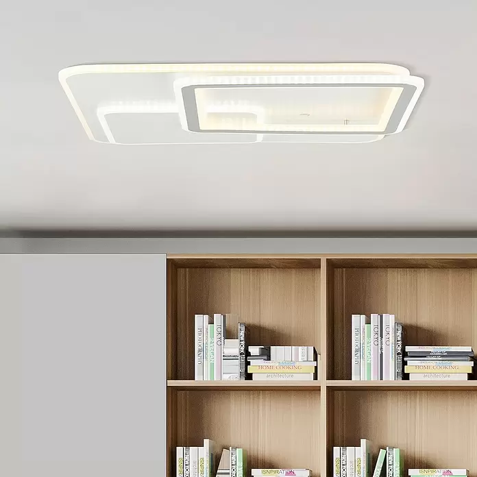 Brilliant Plafón LED para pared y techo Savare - 46 W, L x An x Al: 50 x 50 x 6 cm, Blanco, Blanco cálido - Foto ambiente