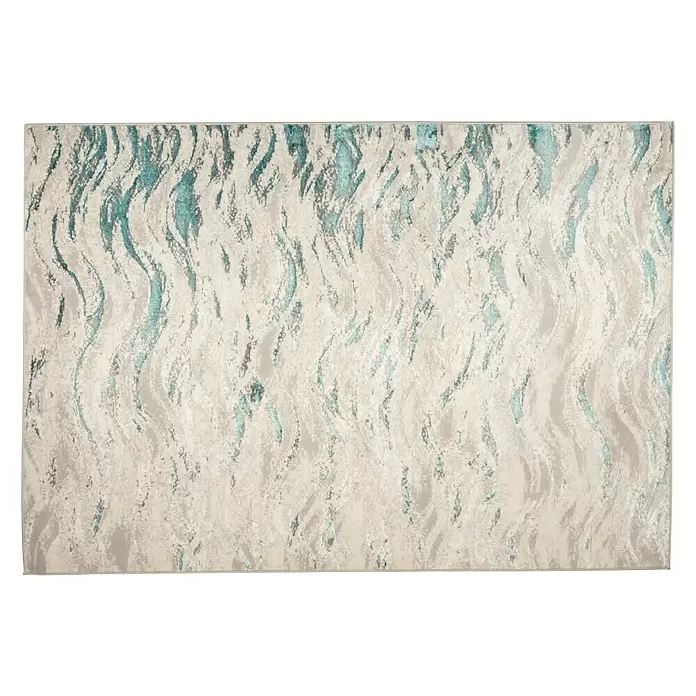 Alfombra Antik ondas - Plata/Verde, 230 x 160 cm, 100% Poliéster - Vista descendente