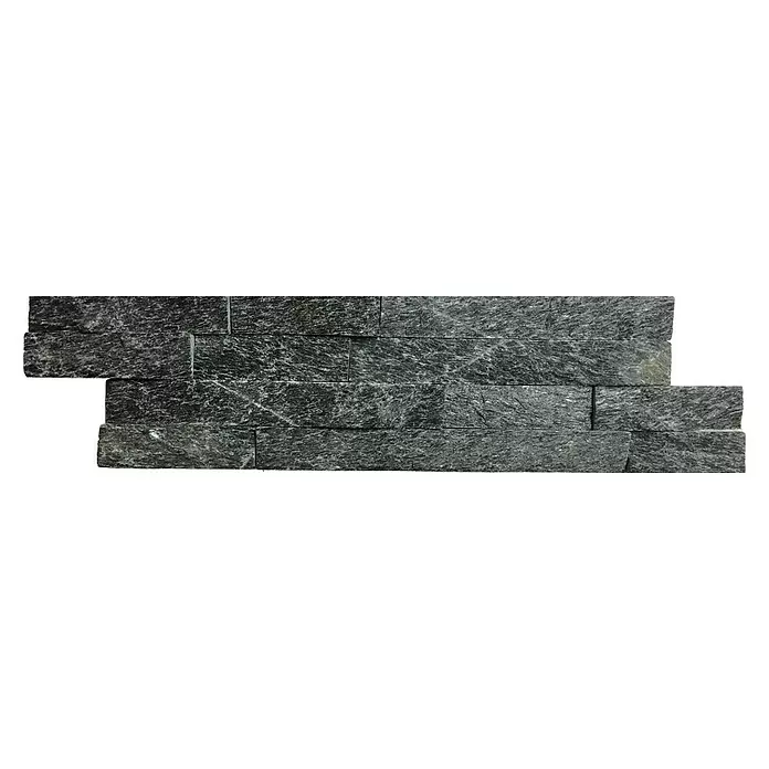 Verblendstein Quarzit Black Z-Shape - 10 x 40 cm, Schwarz, Steinoptik - Vorderansicht