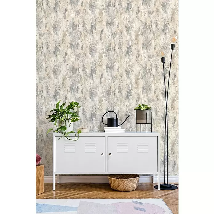 Dutch Wallcoverings Vliesbehang - Grijs, Betonlook, 10 m x 53 cm - Sfeeropname