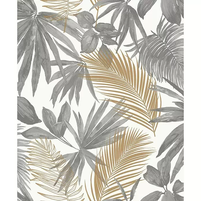 Dutch Wallcoverings Vliesbehang - Grijs Beige, Gebloemd, 10 m x 53 cm - Close-up