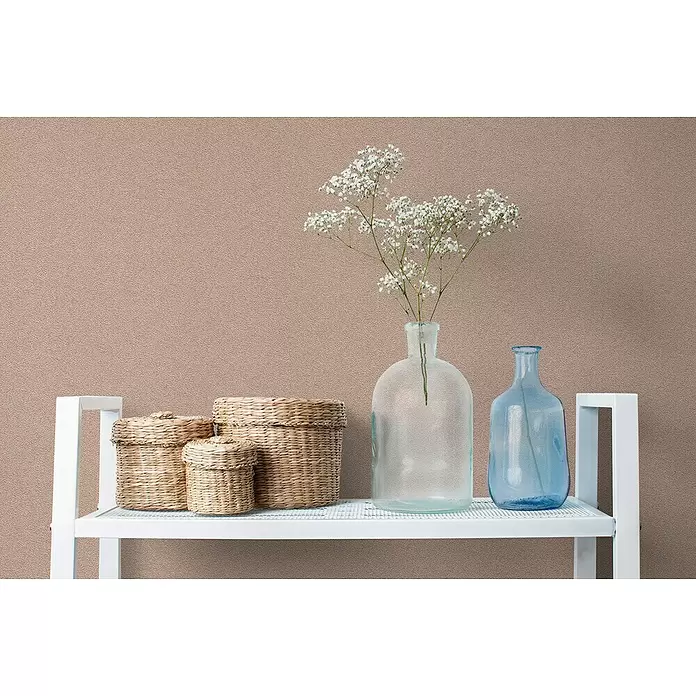 Dutch Wallcoverings Vliesbehang - Roze Beige, Uni, 10 m x 53 cm - Sfeeropname