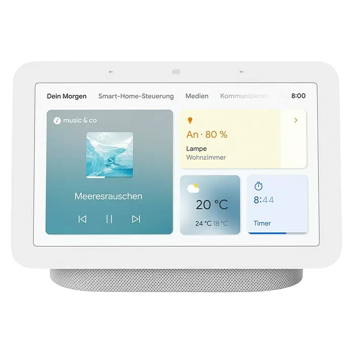 Google Nest Sprachgesteuerter Lautsprecher Hub 2. Gen. - Kreide, Netzbetrieben - Vorderansicht