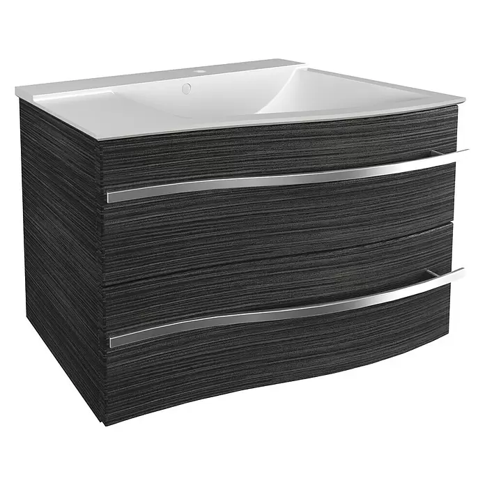 Camargue Lineo Waschtischunterschrank - 69,4 x 55,8 x 48,2 cm, Darkoak, Matt, Rechts - Diagonale Ansicht