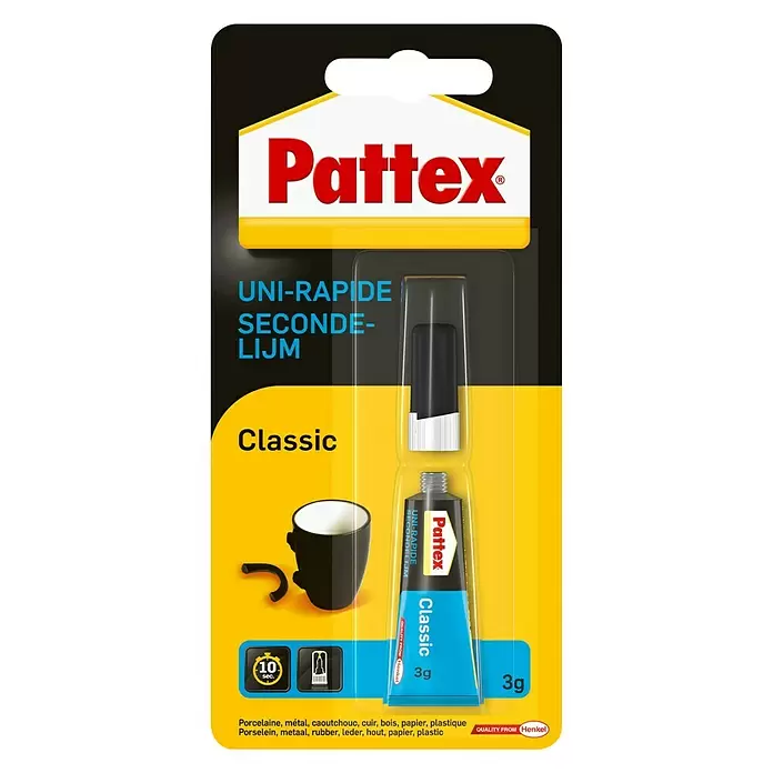 Pattex Secondelijm Classic - 3 g, Tube, Vloeibaar - Vooraanzicht