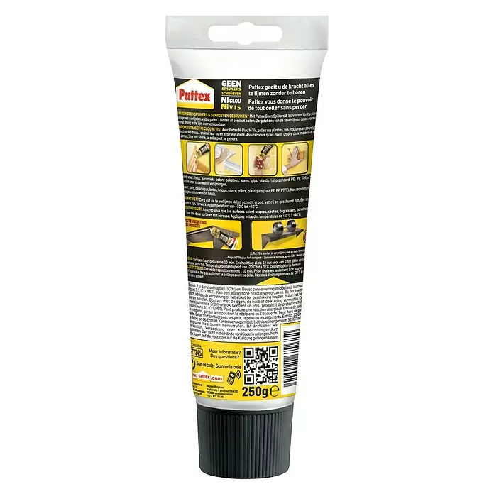 Pattex Geen spijkers & schroeven Montagelijm - 250 g - Achteraanzicht