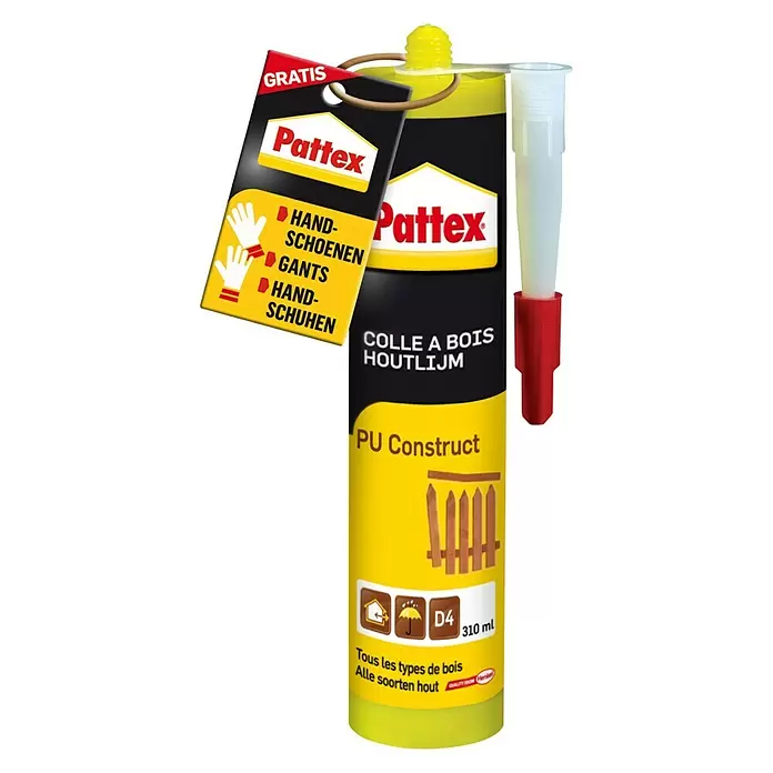 Pattex Houtlijm PU-Construct - 310, Bruin - Vooraanzicht