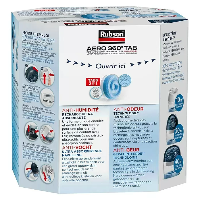Rubson Luchtontvochtiger, navultabletten Aero 360° - Geur: Neutraal, 2 st. x 450 g - Achteraanzicht