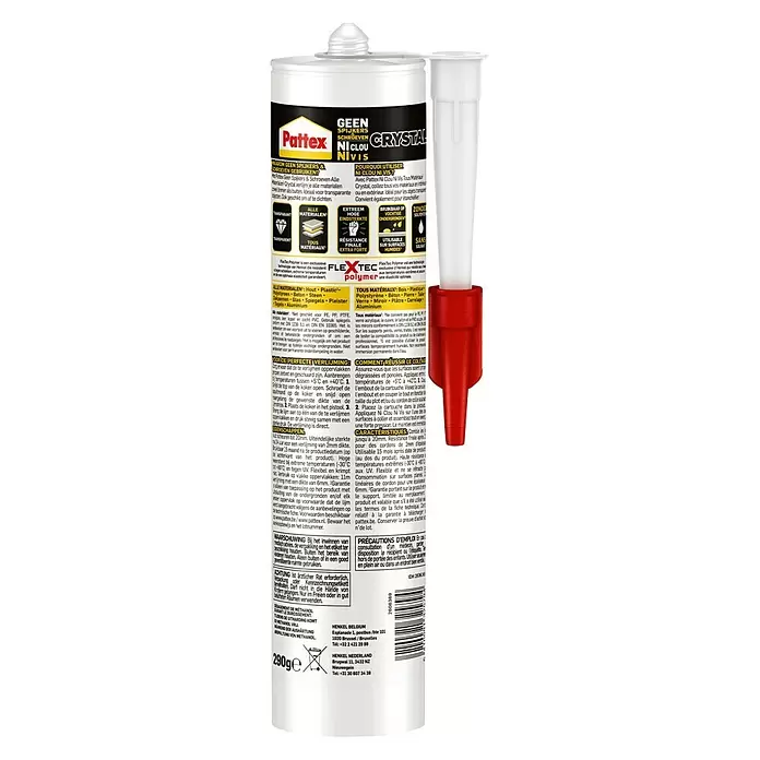 Pattex Geen spijkers & schroeven Montagelijm Crystal - 290 ml - Achteraanzicht