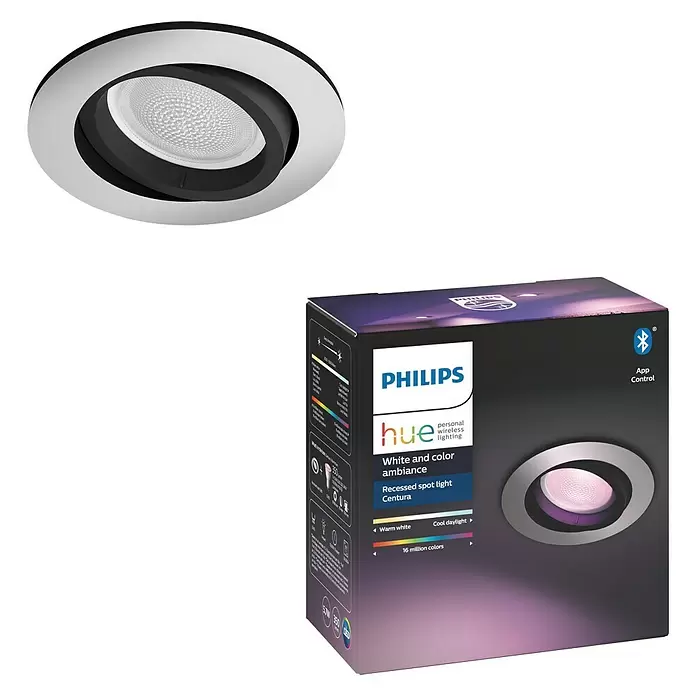 Philips Hue LED-Einbauspot Centura White & Color Ambiance - 5,7 W, RGBW, Durchmesser: 9 cm, Weiß - Vorderansicht