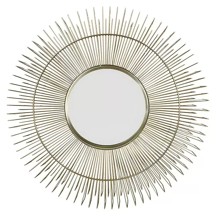 Spiegel - Durchmesser: 67 cm, Gold, Metall - Vorderansicht