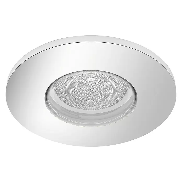 Philips Hue LED-Einbauleuchte rund  Xamento White & Color Ambiance - 5,5 W, Ø x H: 93 mm x 10 cm, Chrom, Transparent, RGBW, IP44 - Ansicht von unten