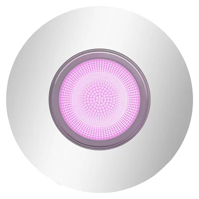 Philips Hue LED-Einbauleuchte rund  Xamento White & Color Ambiance - 5,5 W, Ø x H: 93 mm x 10 cm, Chrom, Transparent, RGBW, IP44 - Ansicht von unten