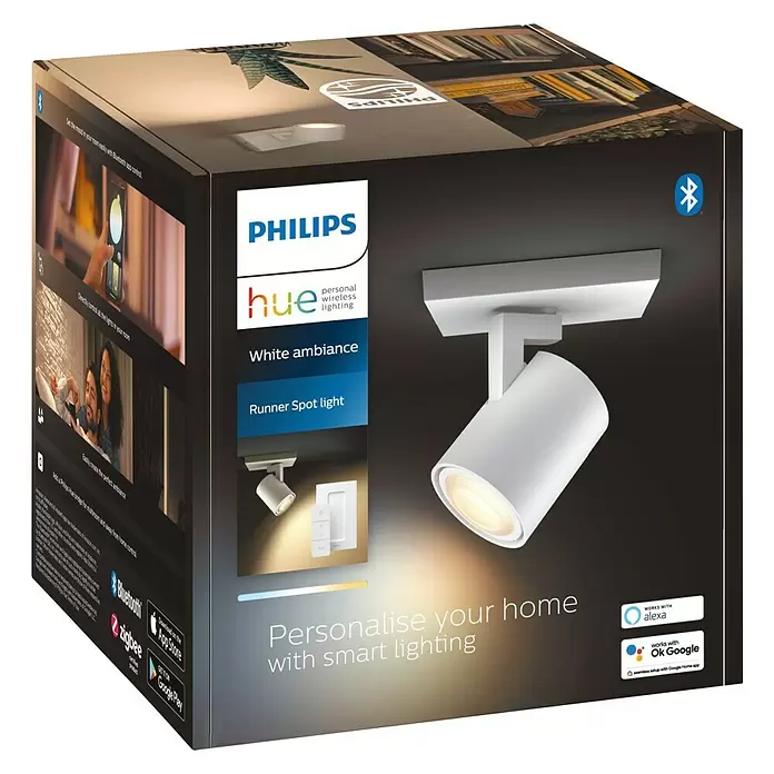 Philips Hue LED-Spotstrahler Runner - L x B x H: 9 x 11 x 10,7 cm - Diagonale Ansicht
