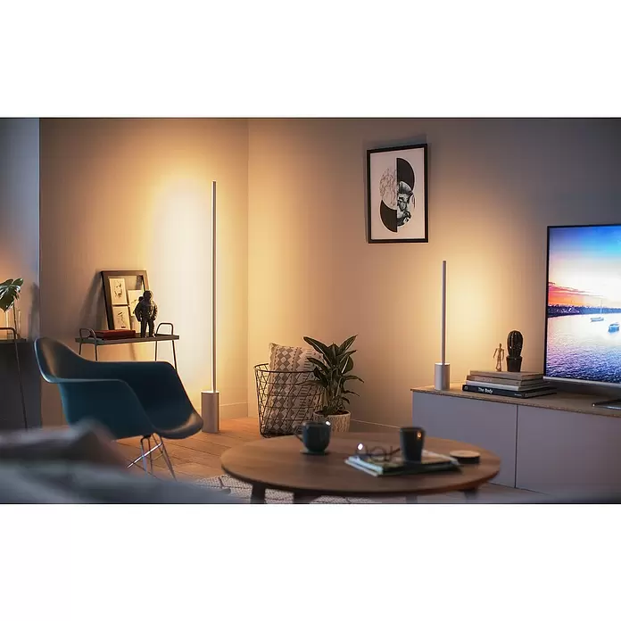 Philips Hue LED-Tischleuchte GRADIENT SIGNE - L x B x H: 11 x 11 x 55,3 cm, Weiß, RGBW - Stimmungsaufnahme