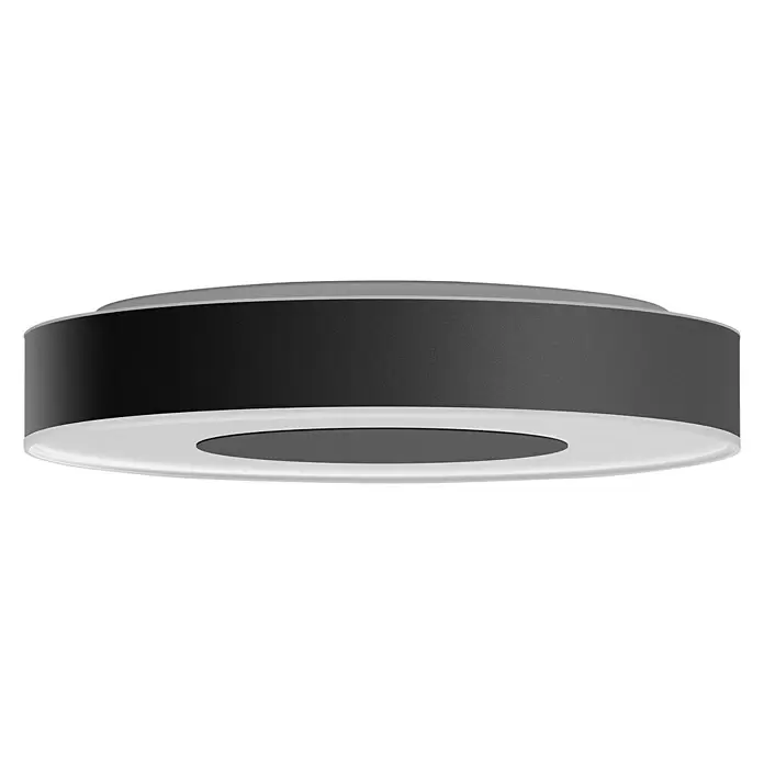 Philips Hue LED-Deckenleuchte rund Waca Infuse - Ø x H: 43 x 8,4 cm, Schwarz - Diagonale Ansicht