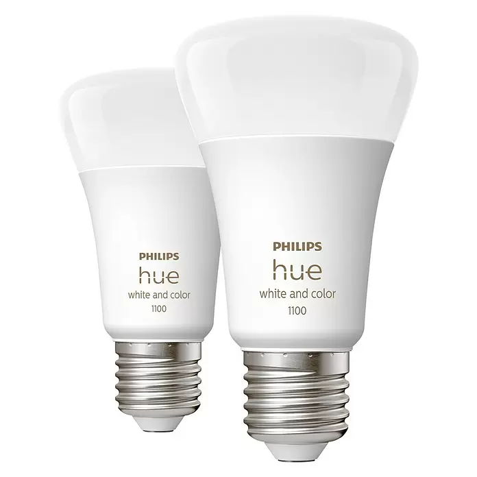 Philips Hue LED-Leuchtmittel White & Color - E27, 9 W, A60, 1.100 lm, 2 Stk. - Vorderansicht
