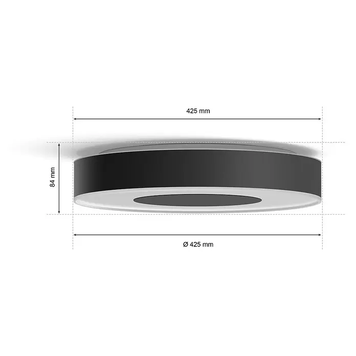 Philips Hue LED-Deckenleuchte rund Waca Infuse - Ø x H: 43 x 8,4 cm, Schwarz - Skizze