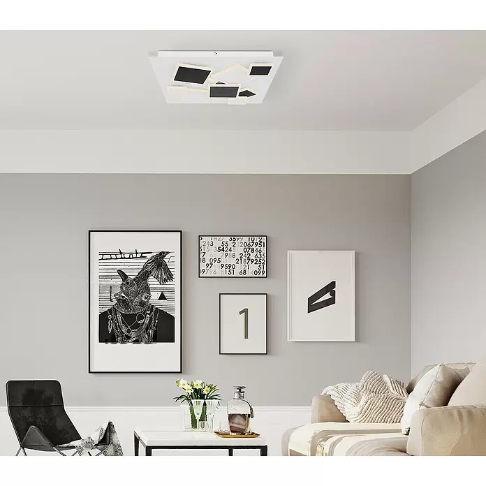 Lavida LED stropna svjetiljka Capri - 50 W, D x Š x V: 50 x 50 x 6,5 cm, Topla bijela - Živopisni prikaz