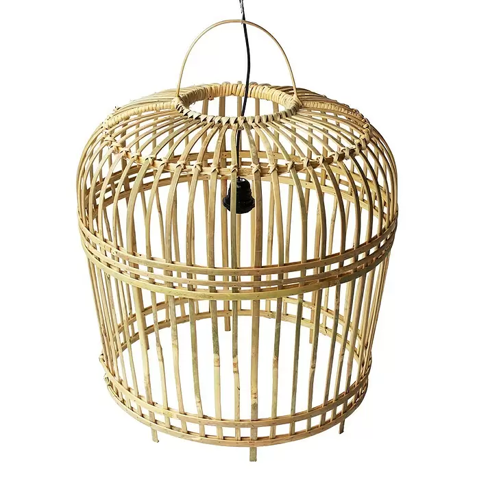 Hanglamp Bamboe - 60 W, Bruin, E27 - Diagonaal zicht