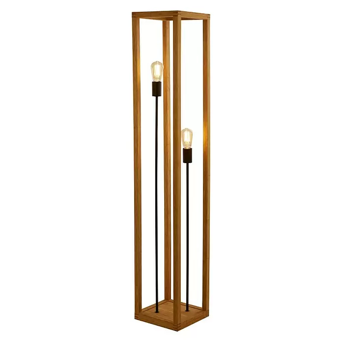Searchlight Staande lamp Square - Hoogte: 140 cm, Bruin, E27 - Diagonaal zicht