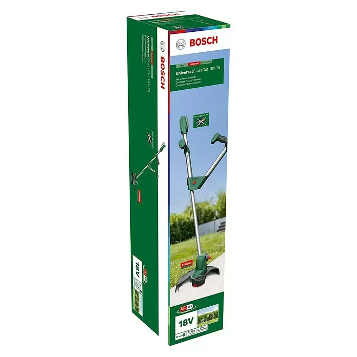 Bosch 18 V Power for All Akumulatorski trimer - 18 V, 2,5 Ah, 1 baterija, Širina reza: 26 cm - Dijagonalni pogled