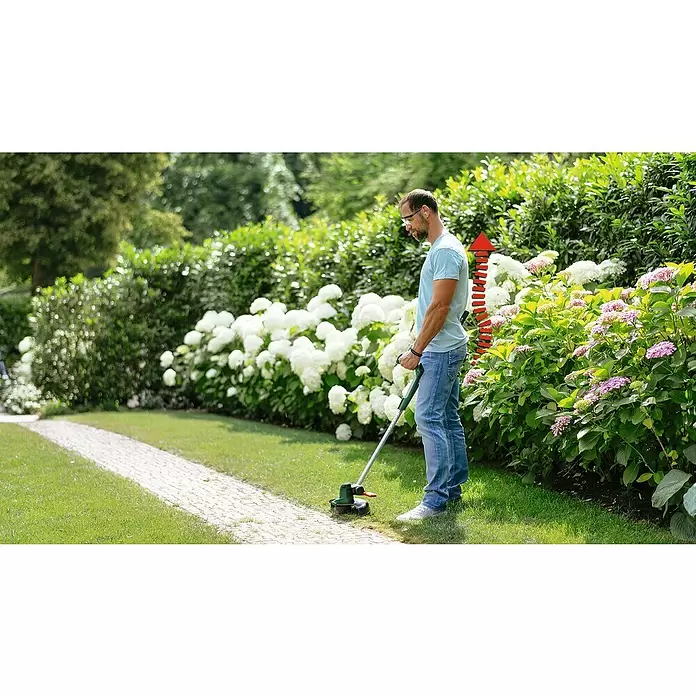 Bosch 18 V Power for All Akumulatorski trimer - 18 V, 2 Ah, Litij-ionska, Bez akumulatora, Širina reza: 26 cm - Proizvod u upotrebi