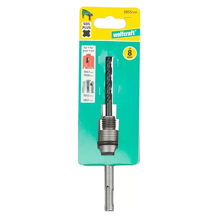 Wolfcraft Opspandoorn SDS-plus met centreerboor - Diameter: 8 mm - Vooraanzicht