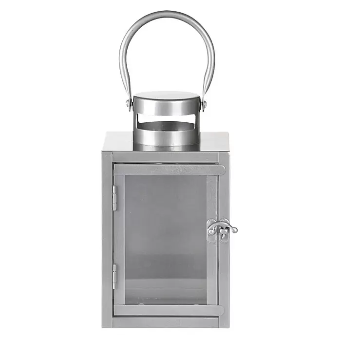Esschert Design Lanterna - D x Š x V: 13,8 x 13,8 x 23 cm, Sive boje - Pogled sprijeda