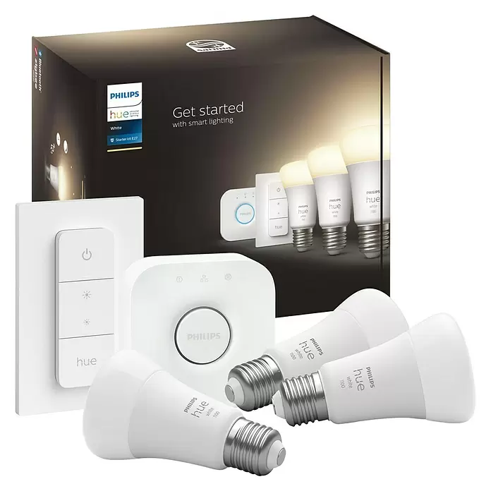 Philips Hue Starter-Set White - E27, Warmweiß, Dimmbar - Diagonale Ansicht