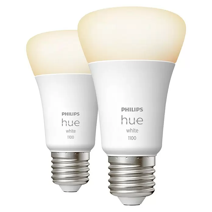 Philips Hue LED-Leuchtmittel White - E27, 9,5 W, 1.055 lm, Dimmbar, 2 Stk. - Vorderansicht