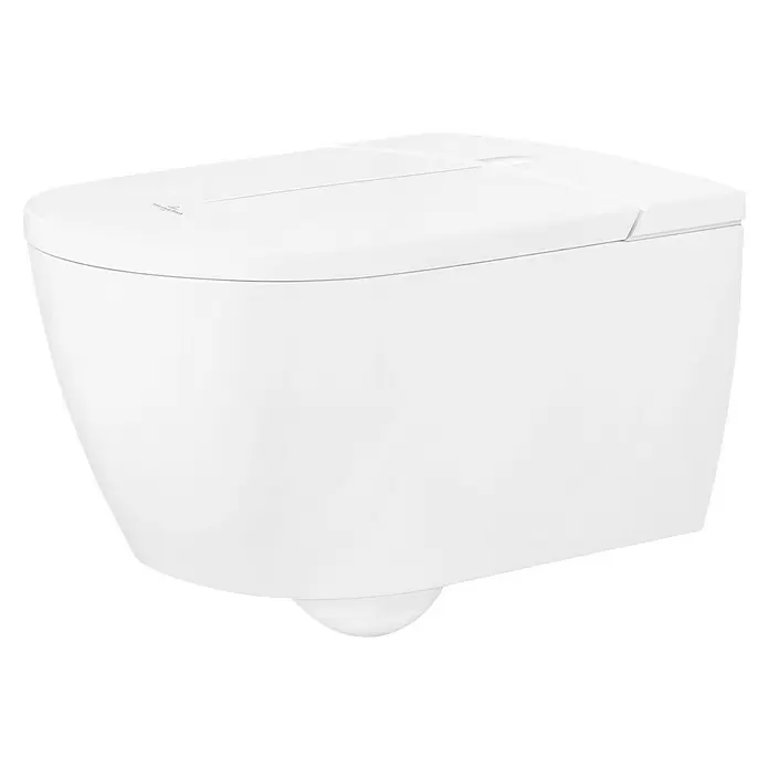 Villeroy & Boch Wand-Dusch-WC-Set ViClean I100 - Mit Spülrand, Mit schmutzabweisender Glasur, WC Abgang: Waagerecht, Weiß - Diagonale Ansicht