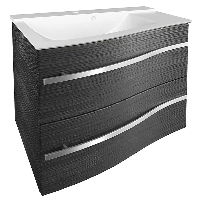Camargue Lineo Waschtischunterschrank - 69,4 x 55,8 x 48,2 cm, Darkoak, Matt, Links - Diagonale Ansicht